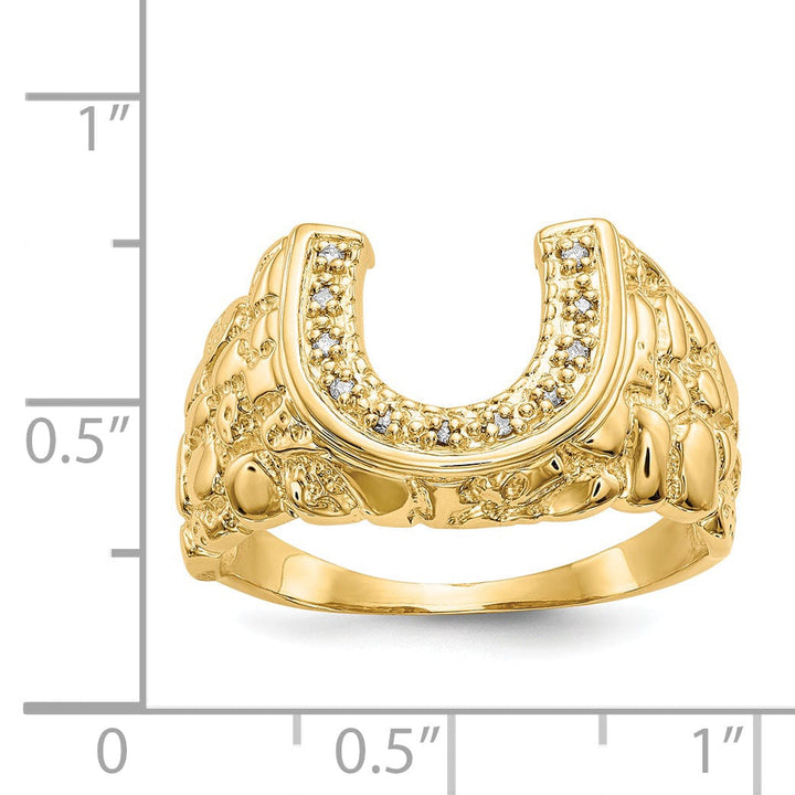 14k Yellow Gold Men's Diamond Horseshoe Ring