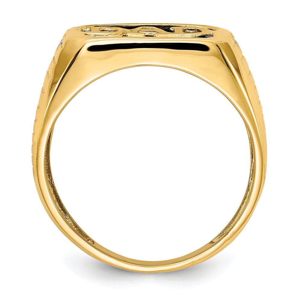 14k Yellow Gold Men's Onyx Diamond Dad Ring