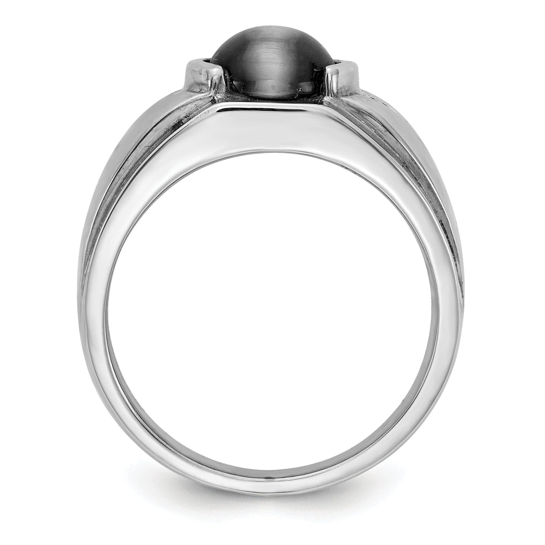 14k White Gold Polished Men's Onyx Diamond Ring