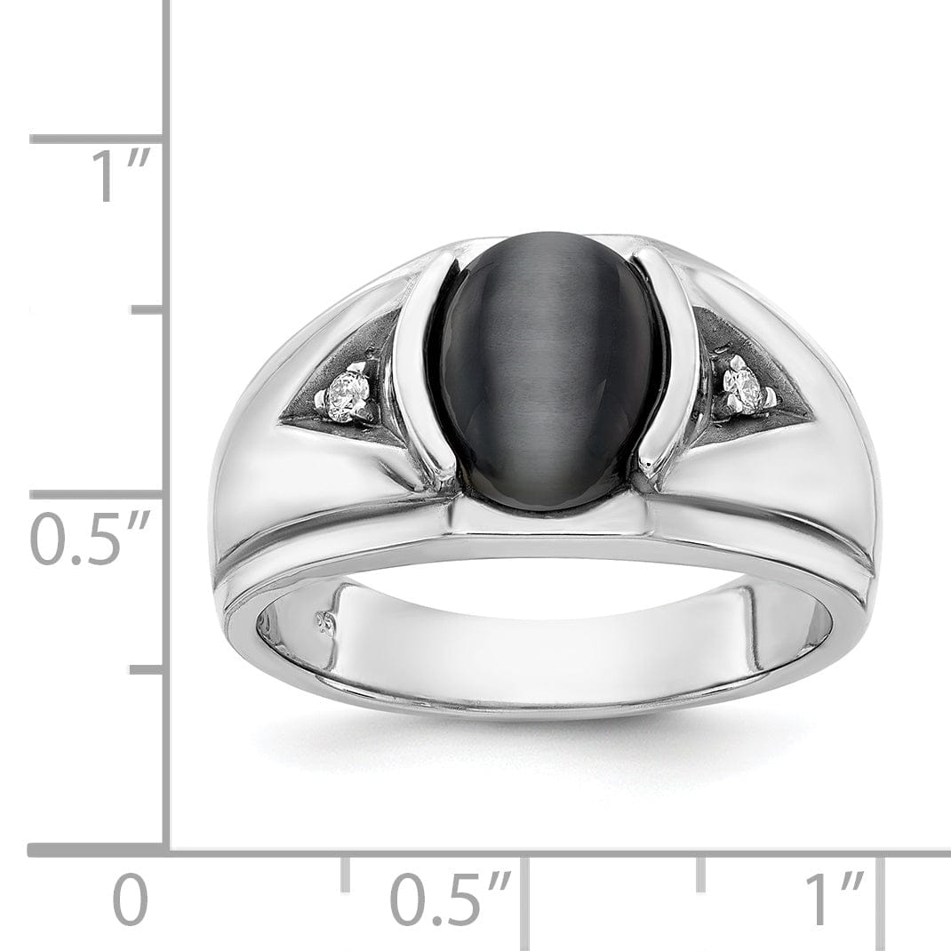 14k White Gold Polished Men's Onyx Diamond Ring