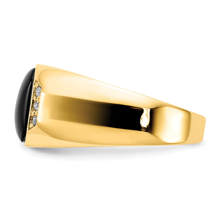 14k Yellow Gold Polished Men's Onyx Diamond Ring