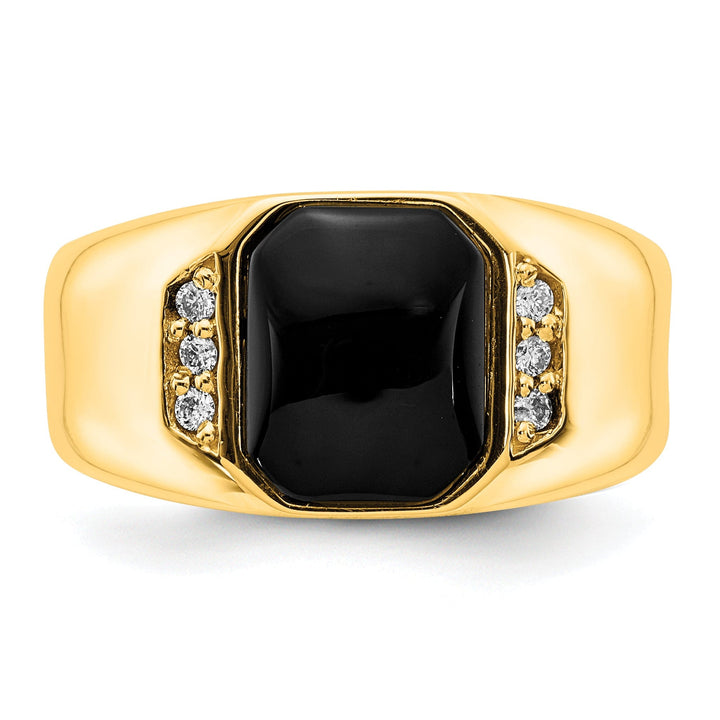 14k Yellow Gold Polished Men's Onyx Diamond Ring