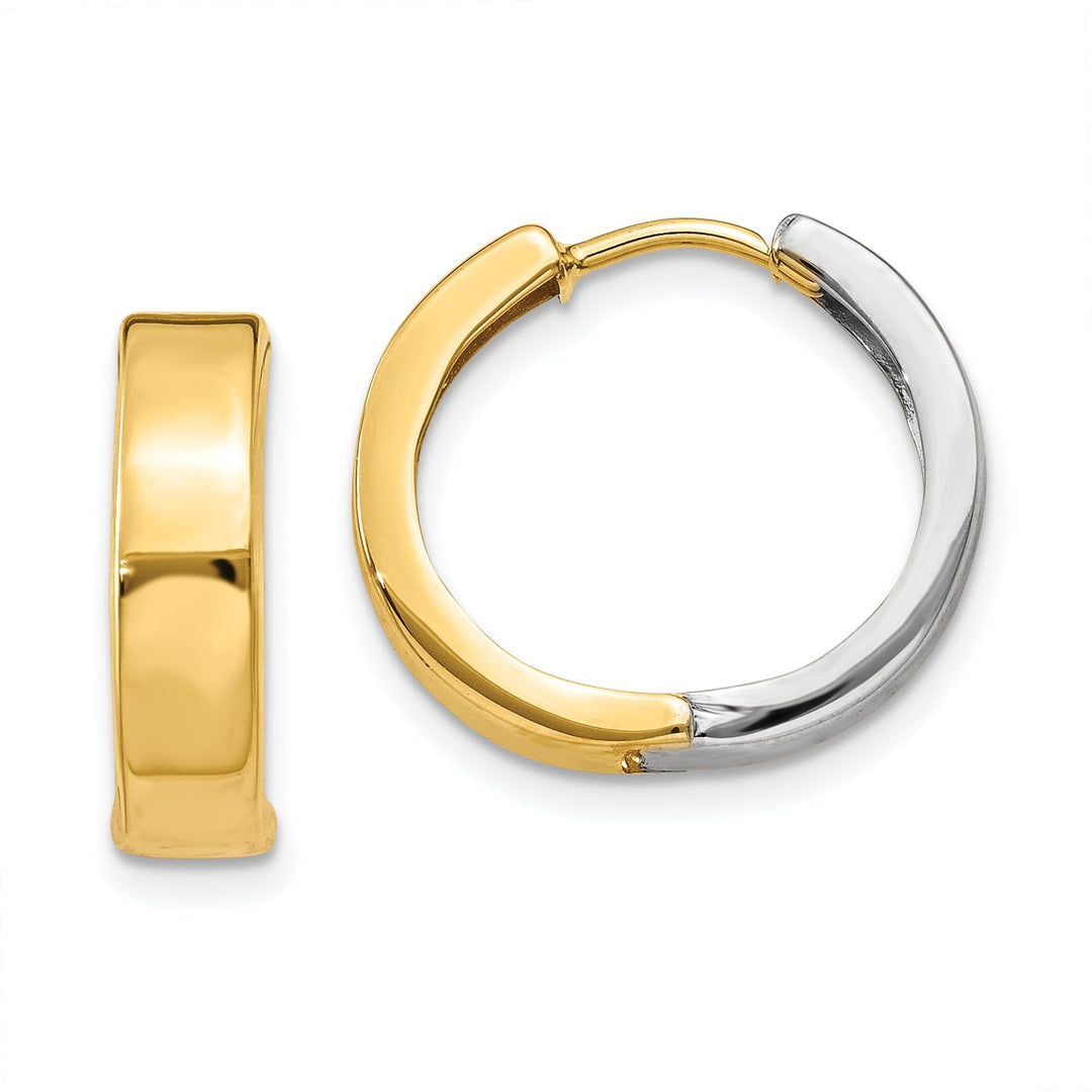 14k Two-tone Polished Hoop Earrings