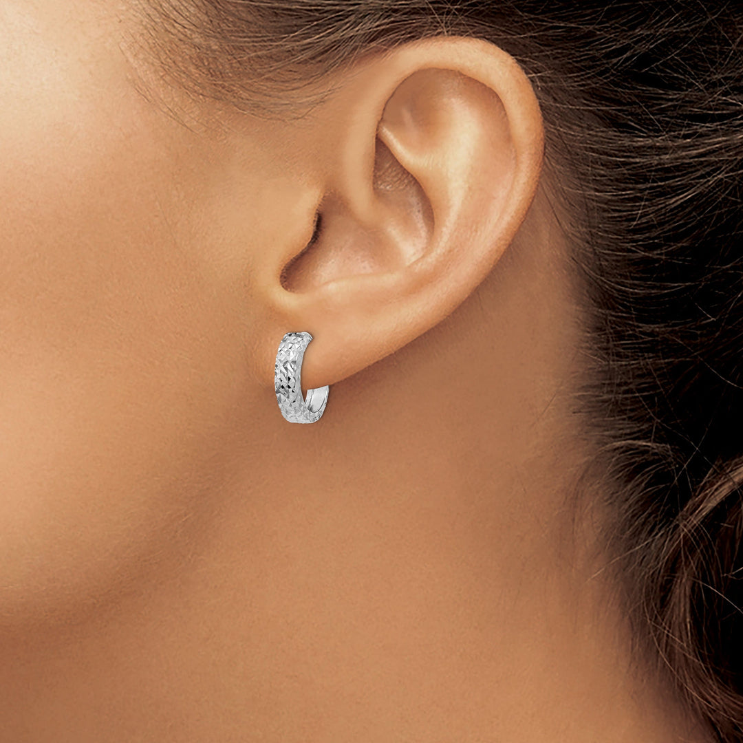 14k White Gold Polished Hoop Earrings