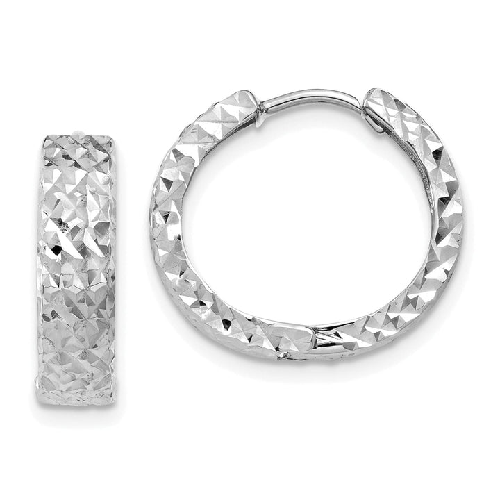 14k White Gold Polished Hoop Earrings