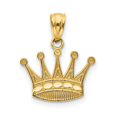 14k Yellow Gold Solid Textured Polished Finish Mens Crown Design Charm Pendant at $ 53.07 only from Jewelryshopping.com