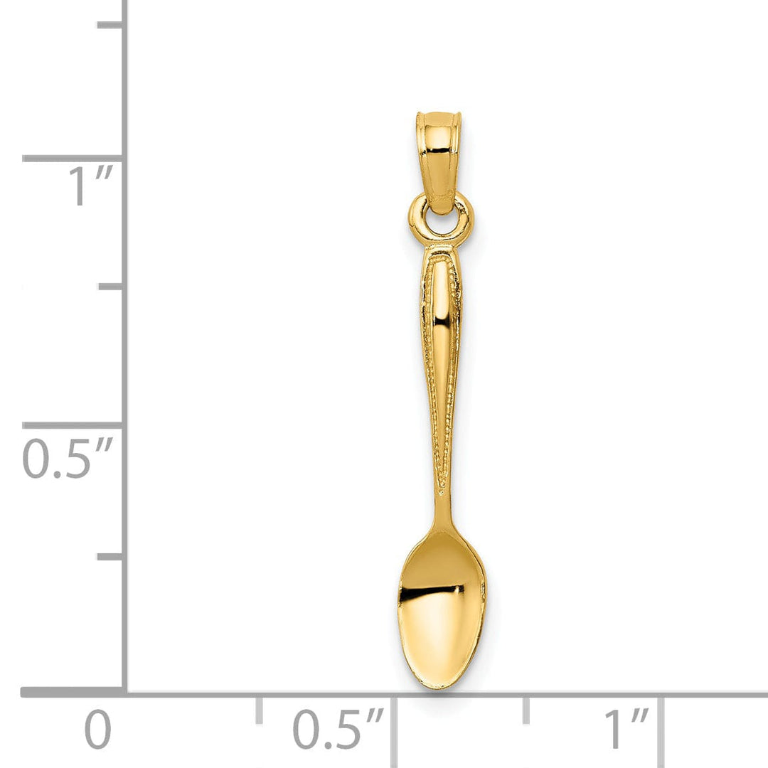 14k Yellow Gold 3-D Table Spoon Charm Pendant