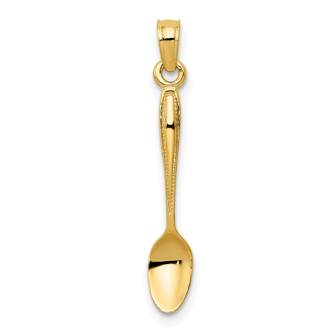 14k Yellow Gold 3-D Table Spoon Charm Pendant