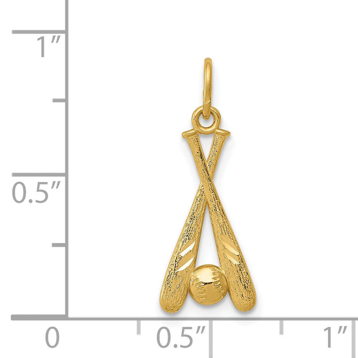 14k Yellow Gold Baseball Bats and Ball Pendant