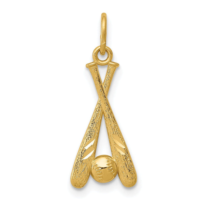 14k Yellow Gold Baseball Bats and Ball Pendant