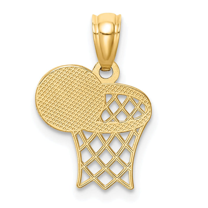 14k Yellow Gold Basketball and Hoop Pendant