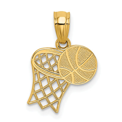 14k Yellow Gold Basketball and Hoop Pendant at $ 58.16 only from Jewelryshopping.com