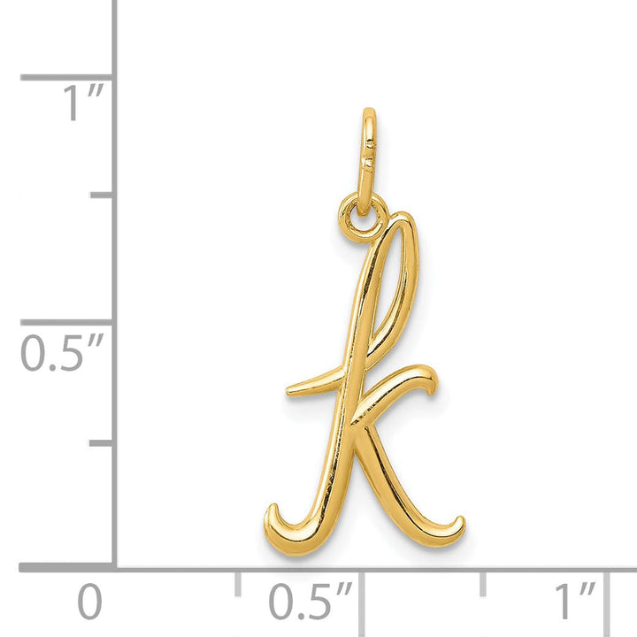 14K Yellow Gold Lower Case Script Letter K Initial Pendant