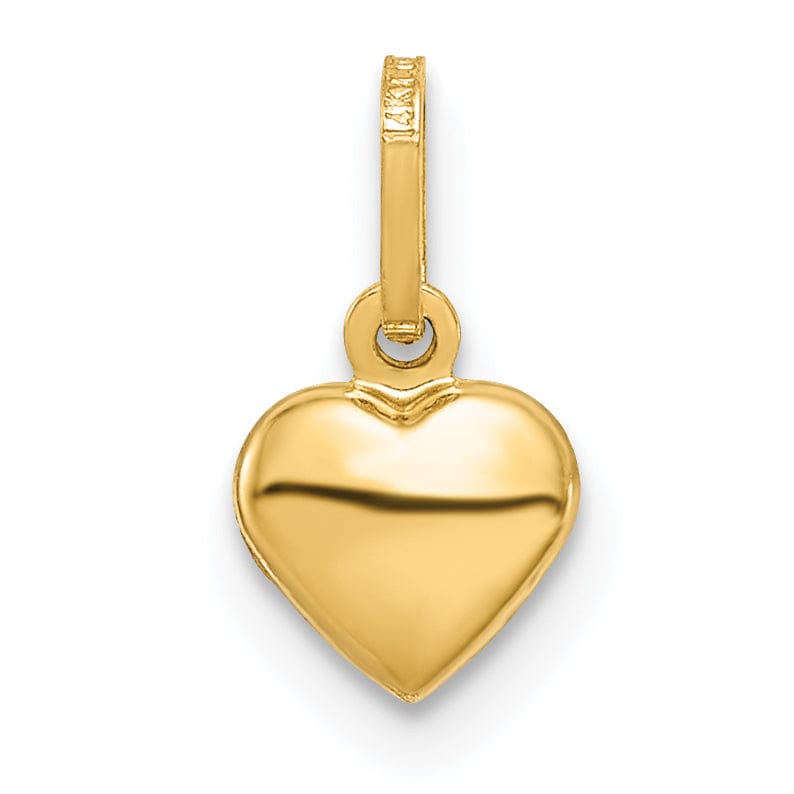 14K Yellow Gold Polished 3-D Puffed Heart Shape Pendant