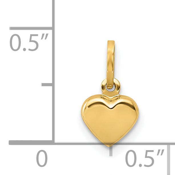 14K Yellow Gold Polished 3-D Puffed Heart Shape Pendant