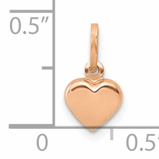 14K Rose Gold Polished Finish Hollow Women's 3-Dimensional Heart Shape Design Charm Pendant