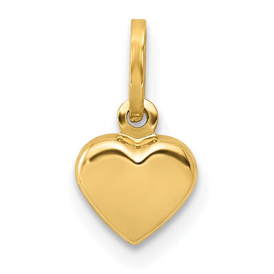 14K Yellow Gold Polished Finish 3-Dimensional Hollow Puffed Heart Shape Design Pendant
