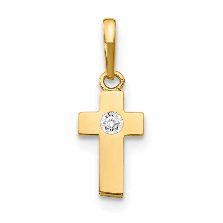 14k CZ Childrens Cross Pendant