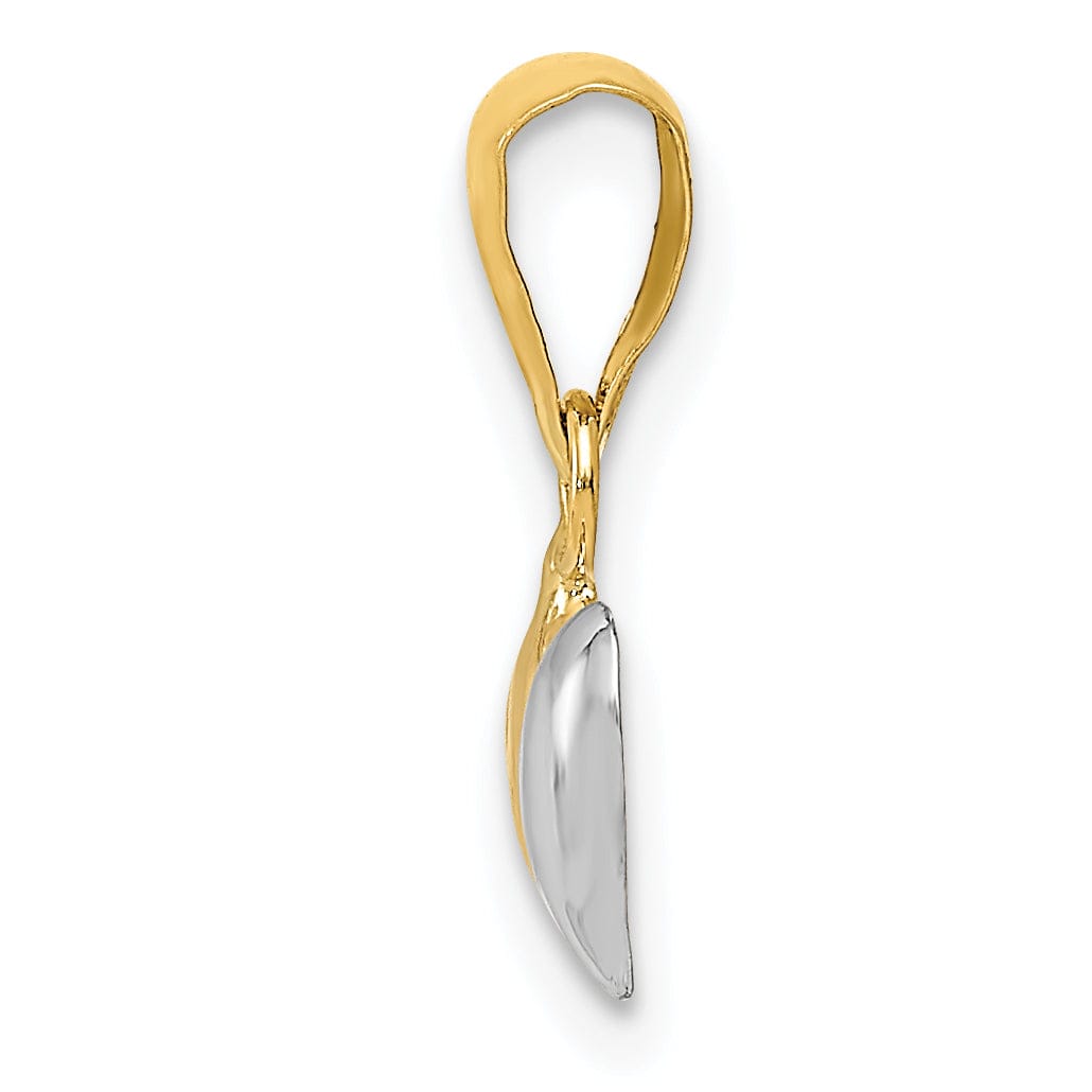 14k Two Tone Gold Polished Two Heart Pendant