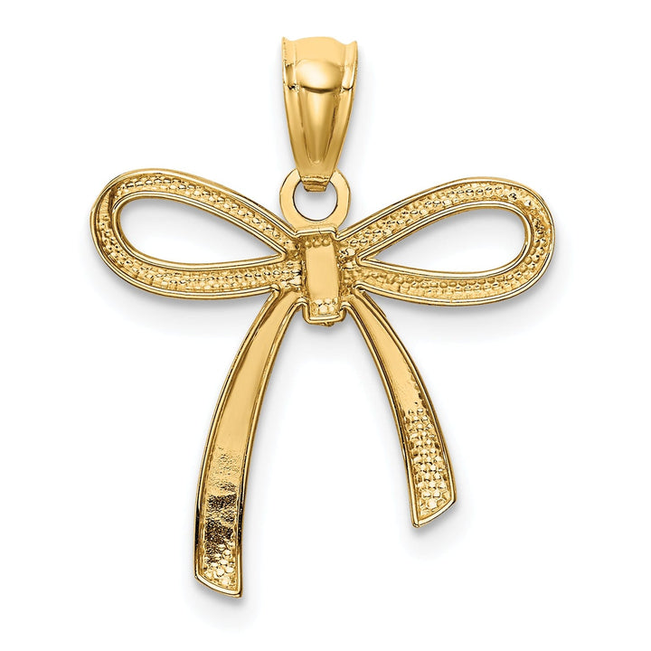 14k Yellow Gold Small Ribbon Bow Charm Pendant