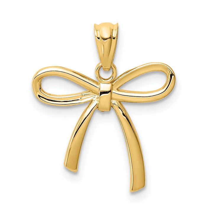 14k Yellow Gold Small Ribbon Bow Charm Pendant