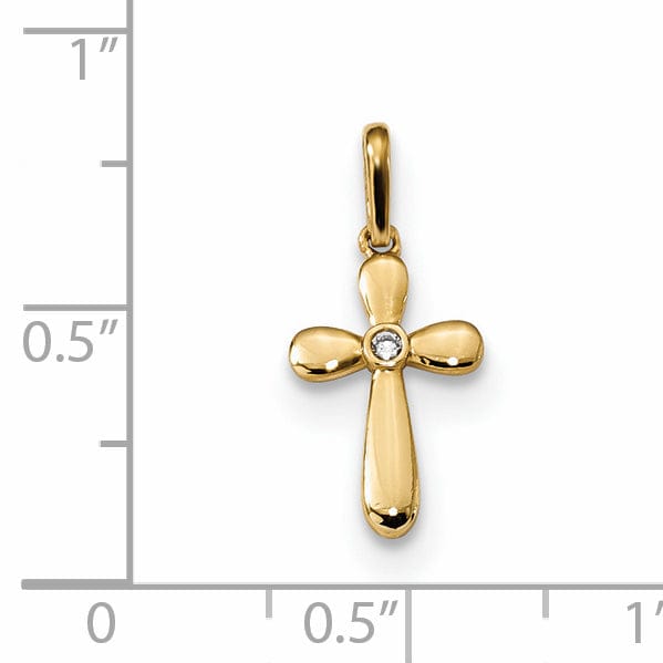 14k Yellow Gold Childrens C.Z Cross Pendant