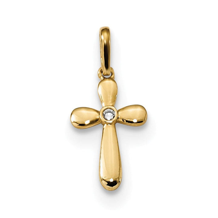 14k Yellow Gold Childrens C.Z Cross Pendant