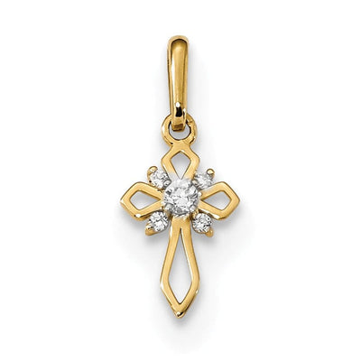 14kYellow Gold Children Fancy C.Z Cross Pendant at $ 28.88 only from Jewelryshopping.com