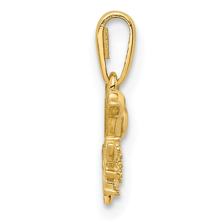 14K Yellow Gold Solid Polished Finish Open Back Bird on a Branch with Cubic Zirconia Stone Design Charm Pendant