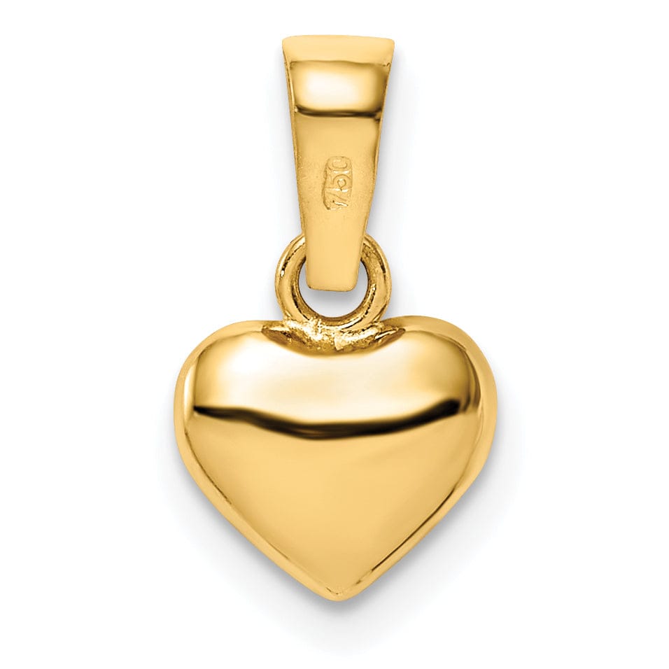 14k Yellow Gold Solid Satin, Polished Finish 3-Dimensional Puffed Swirl Heart Design Charm Pendant