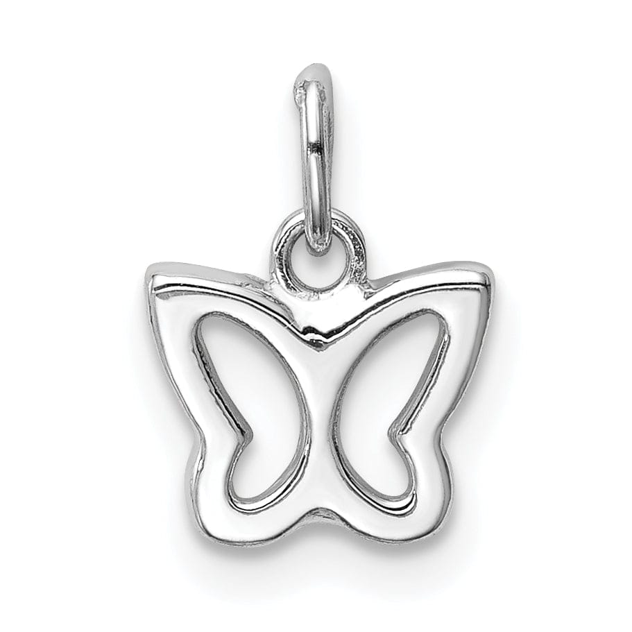 14k White Gold Casted Open Back Solid Polished Finish Cut-out Butterfly Charm Pendant