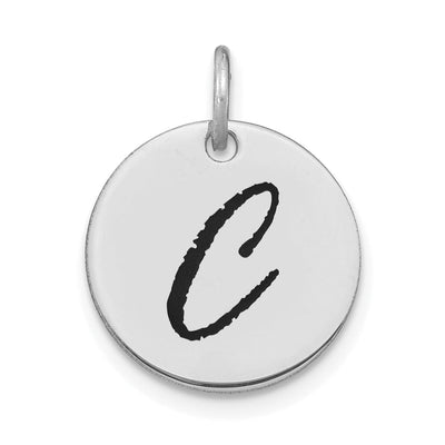 14k White Gold Polished Rhodium Black Epoxy Finish Letter C Initial Disk Shape Charm Pendant at $ 131.87 only from Jewelryshopping.com
