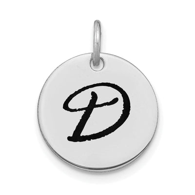 14k White Gold Polished Rhodium Black Epoxy Finish Letter D Initial Disk Shape Charm Pendant at $ 131.87 only from Jewelryshopping.com