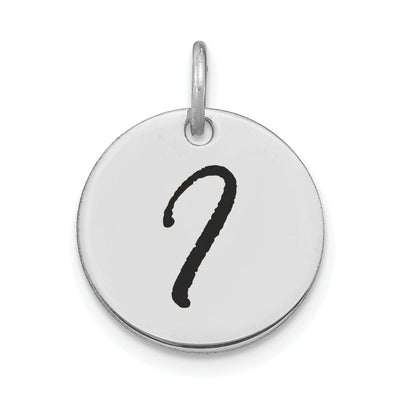 14k White Gold Polished Rhodium Black Epoxy Finish Letter I Initial Disk Shape Charm Pendant at $ 131.87 only from Jewelryshopping.com