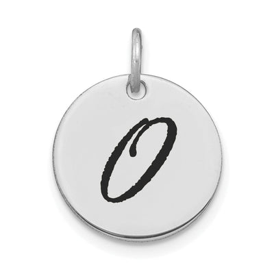 14k White Gold Polished Rhodium Black Epoxy Finish Letter O Initial Disk Shape Charm Pendant at $ 131.87 only from Jewelryshopping.com