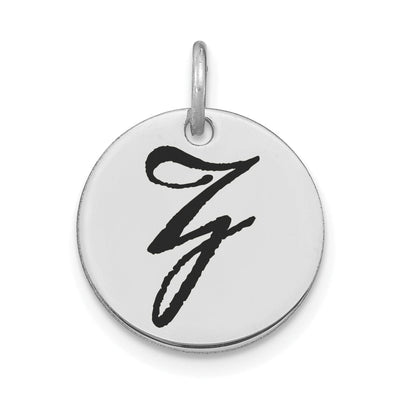 14k White Gold Polished Rhodium Black Epoxy Finish Letter Z Initial Disk Shape Charm Pendant at $ 131.87 only from Jewelryshopping.com