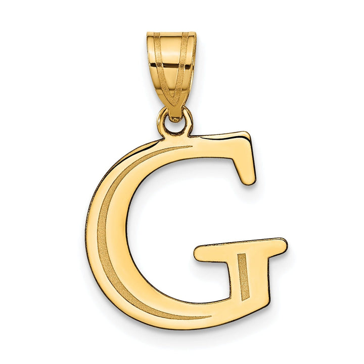 14k Yellow Gold Etched Finish Block Letter G Initial Design Pendant