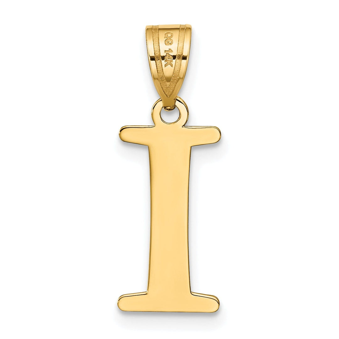 14k Yellow Gold Etched Finish Block Letter I Initial Design Pendant