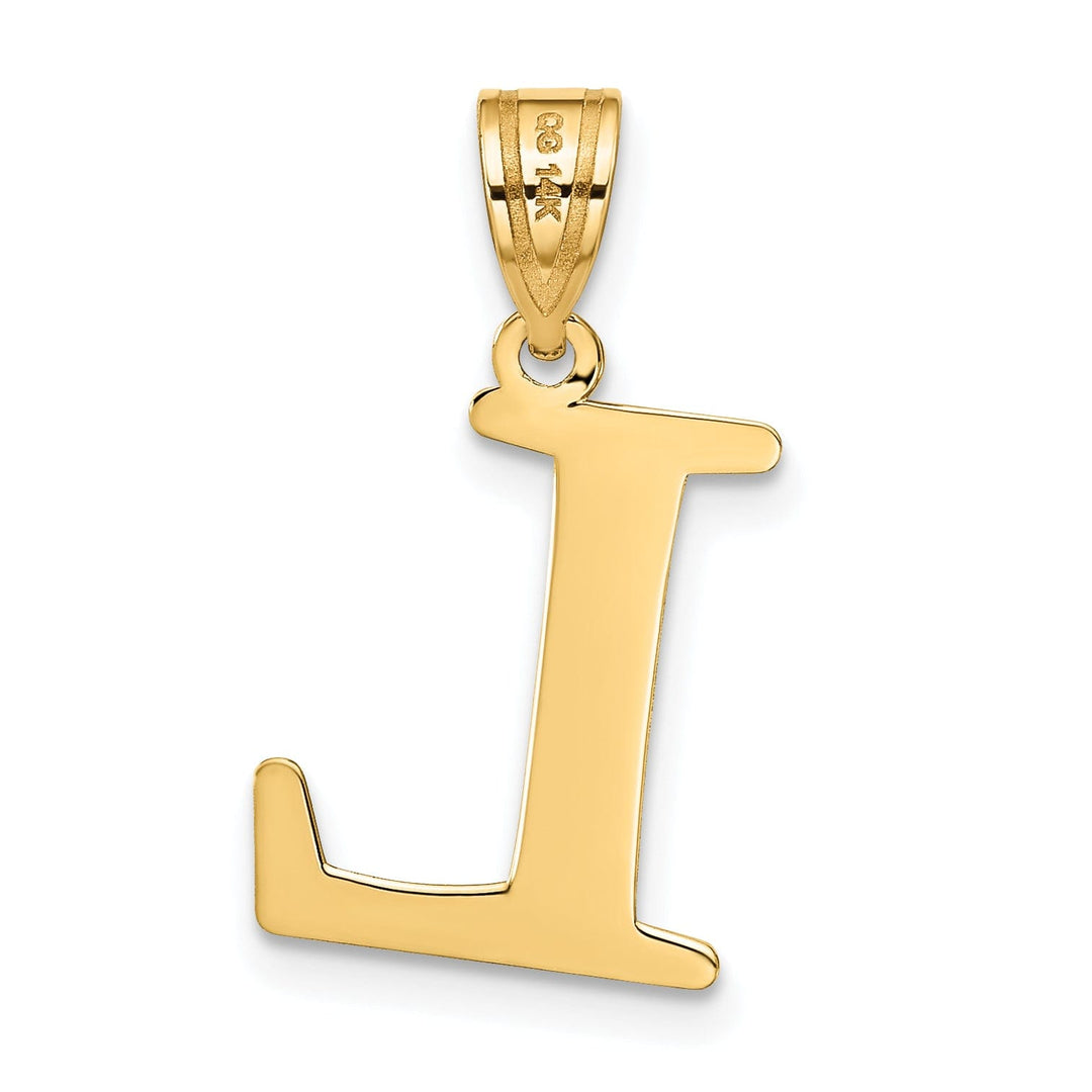 14k Yellow Gold Etched Finish Block Letter L Initial Design Pendant