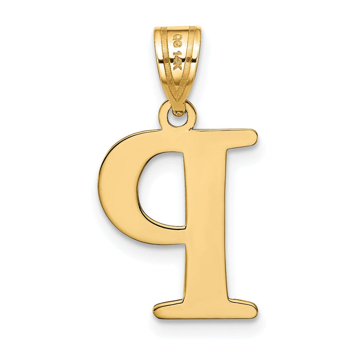 14k Yellow Gold Etched Finish Block Letter P Initial Design Pendant