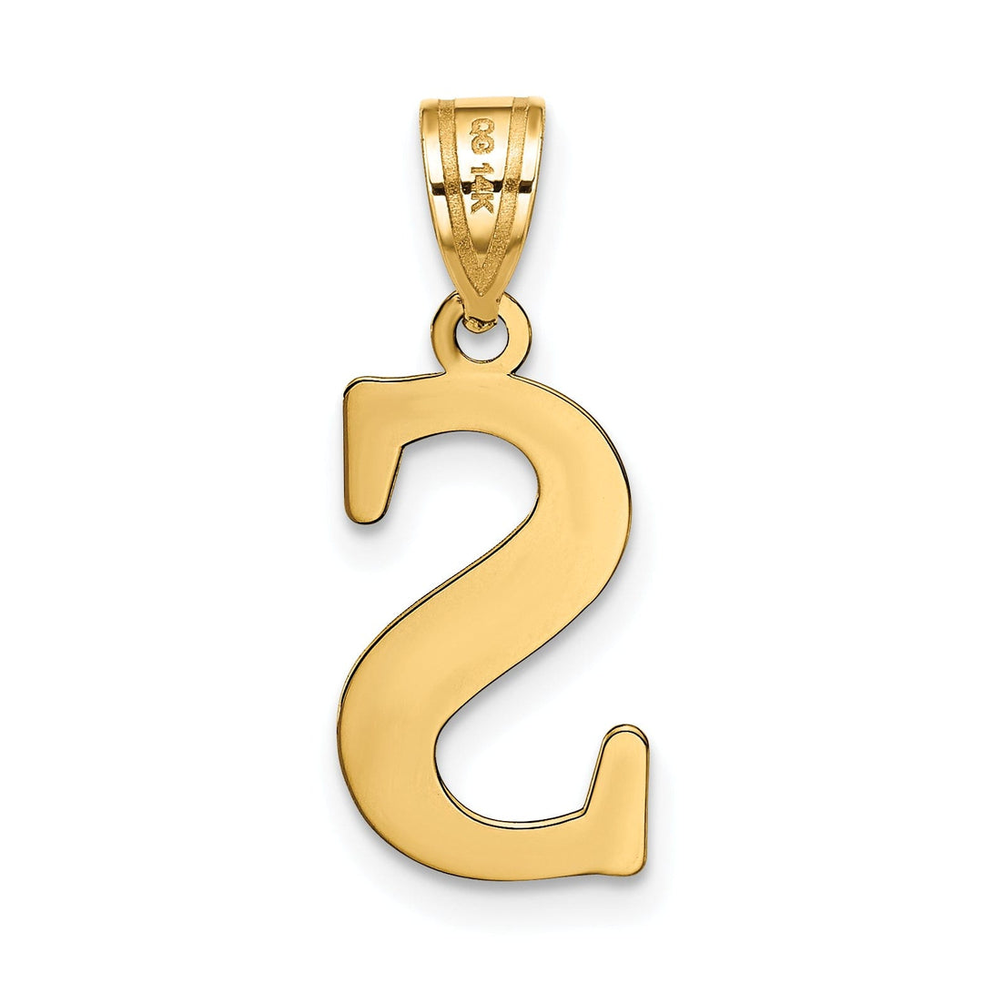 14k Yellow Gold Etched Finish Block Letter S Initial Design Pendant