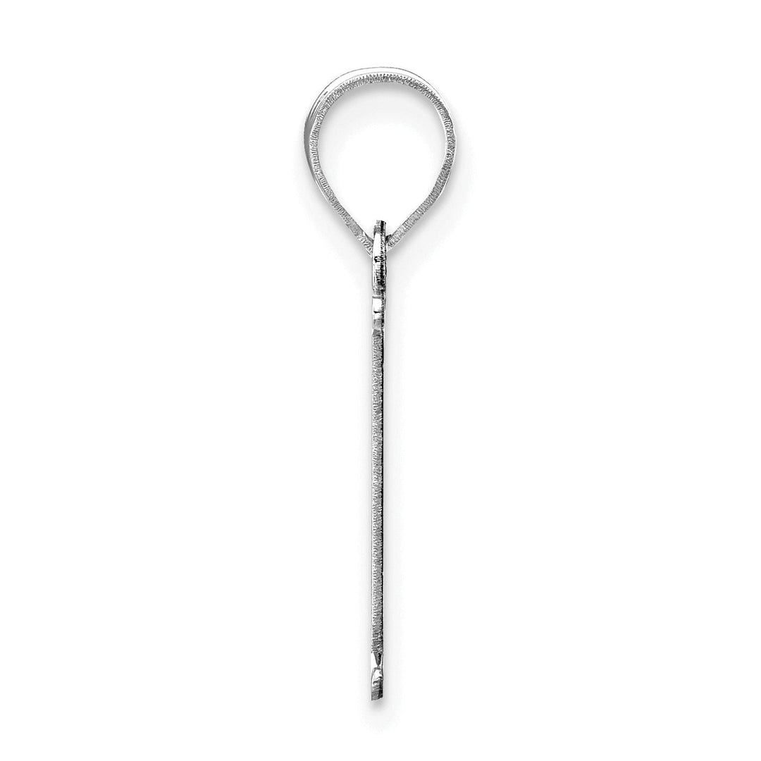 14k White Gold Etched Finish Block Letter I Initial Design Pendant