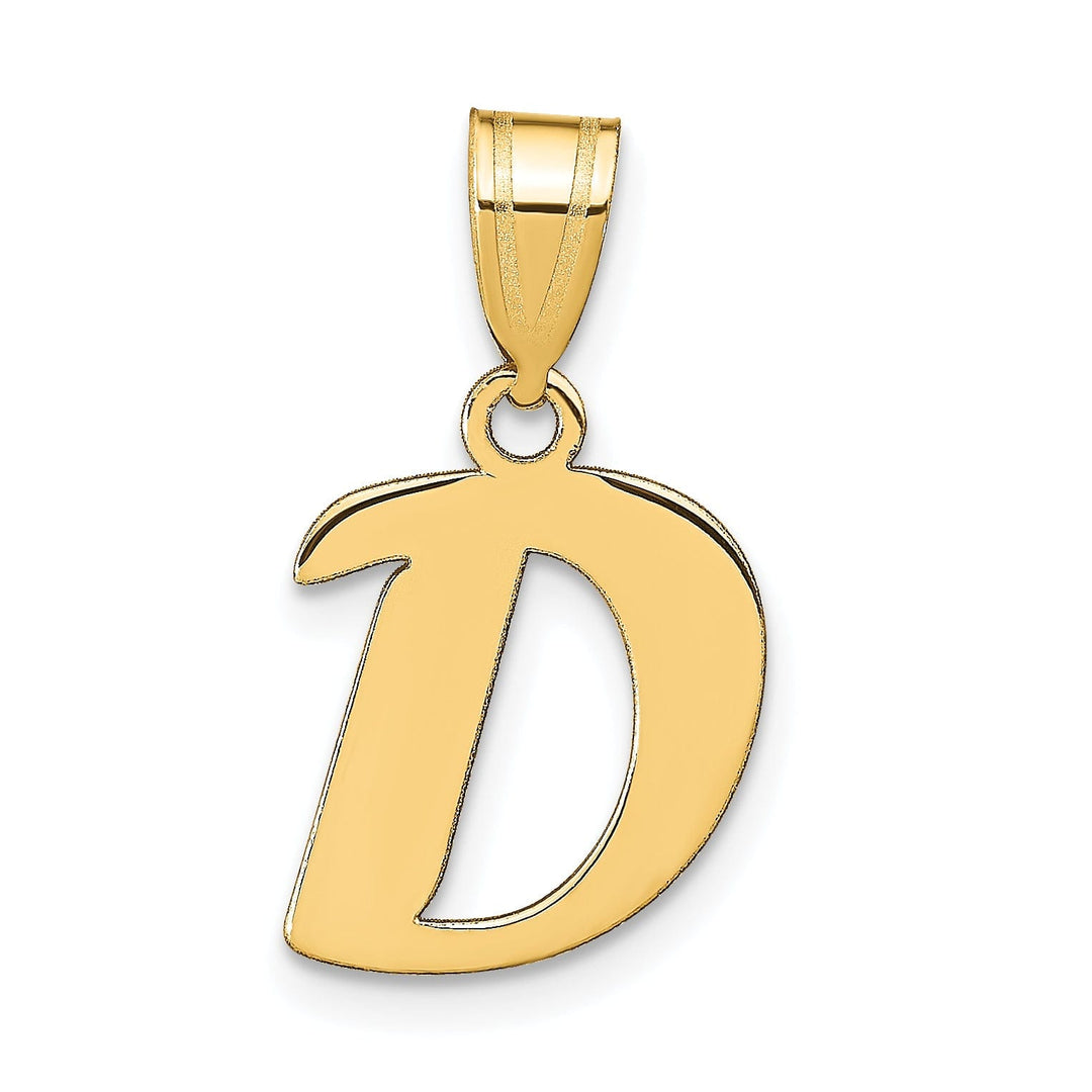 14k Yellow Gold Polished Finish Script Design Letter D Initial Pendant
