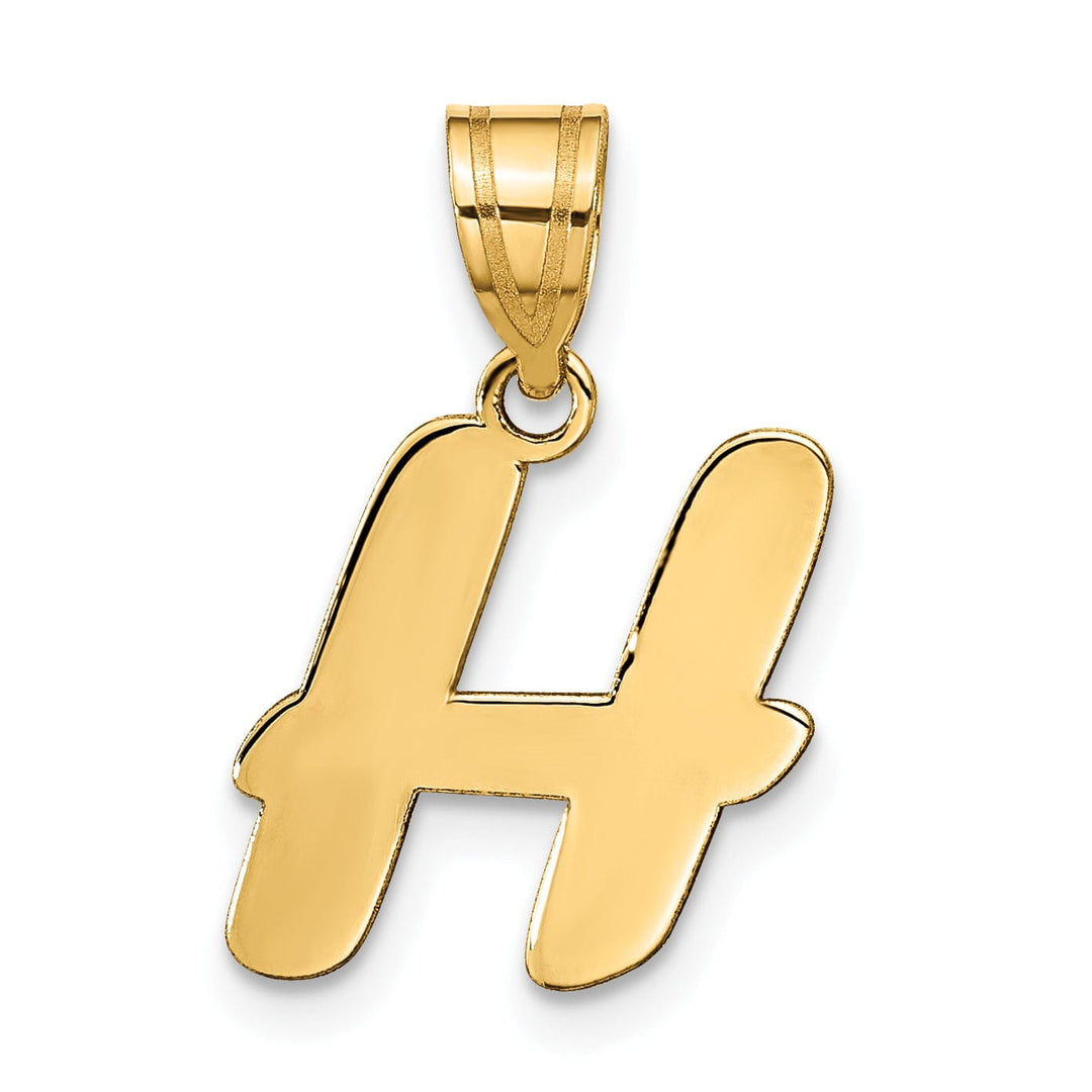 14k Yellow Gold Polished Finish Script Design Letter H Initial Pendant