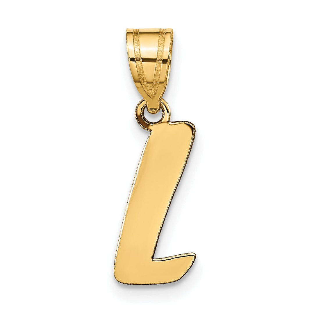 14k Yellow Gold Polished Finish Script Design Letter L Initial Pendant
