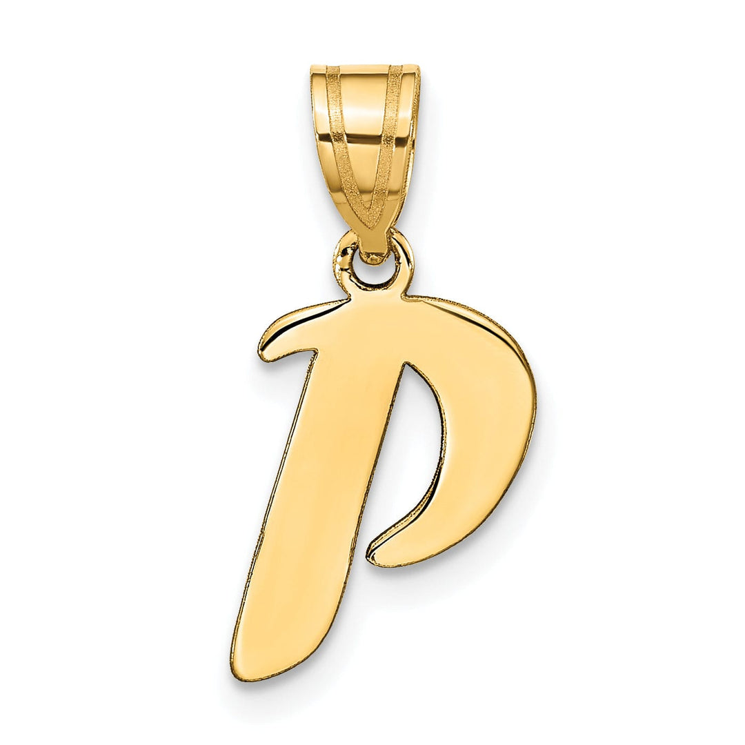 14k Yellow Gold Polished Finish Script Design Letter P Initial Pendant