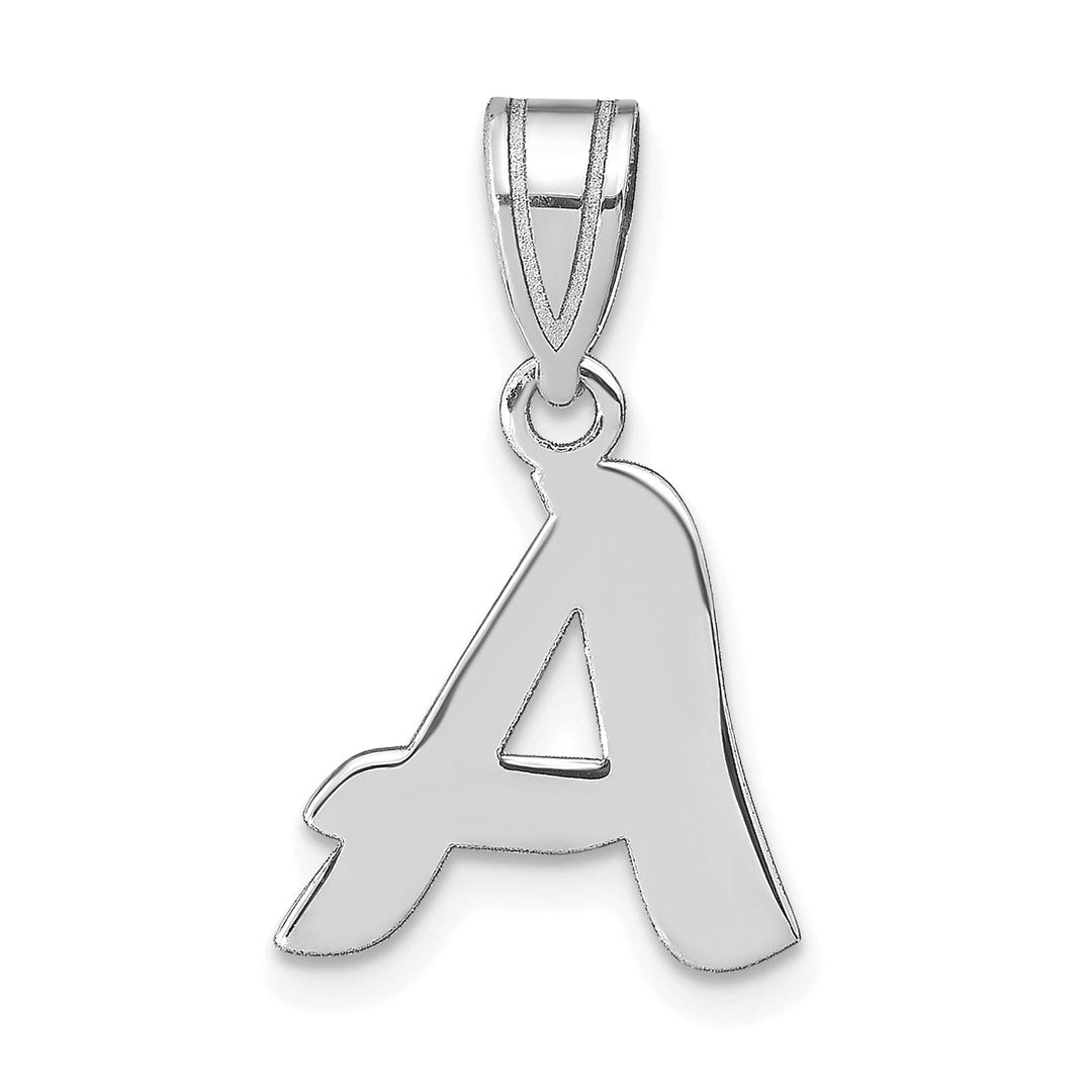 14k White Gold Script Design Letter A Initial Pendant