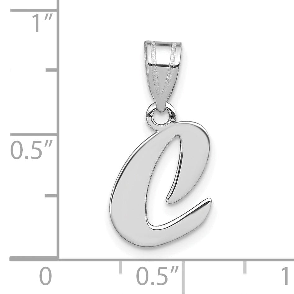 14k White Gold Script Design Letter C Initial Pendant