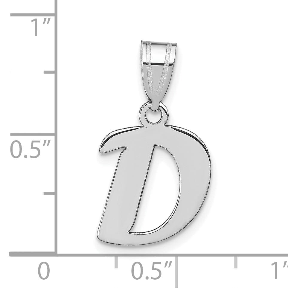 14k White Gold Script Design Letter D Initial Pendant