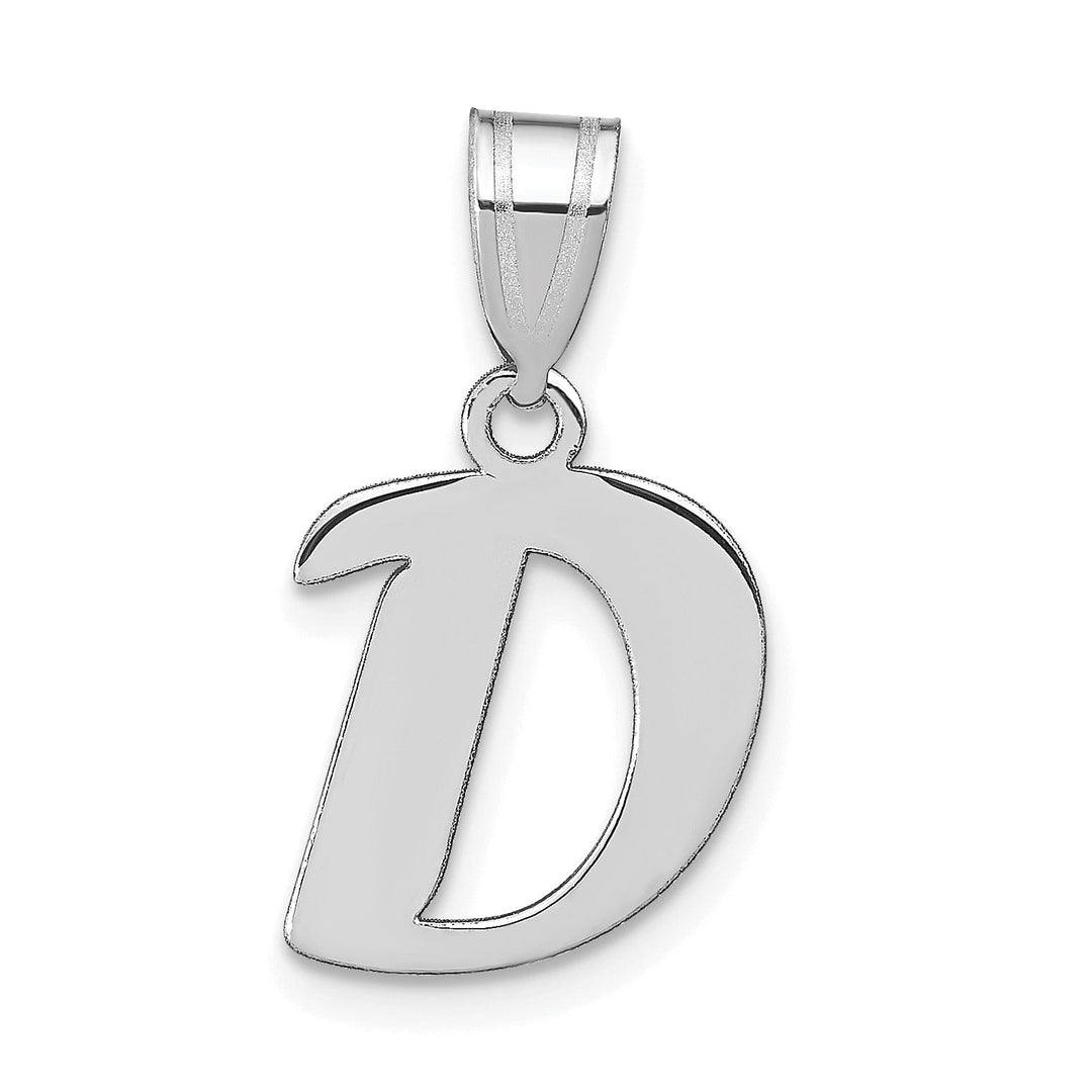 14k White Gold Script Design Letter D Initial Pendant